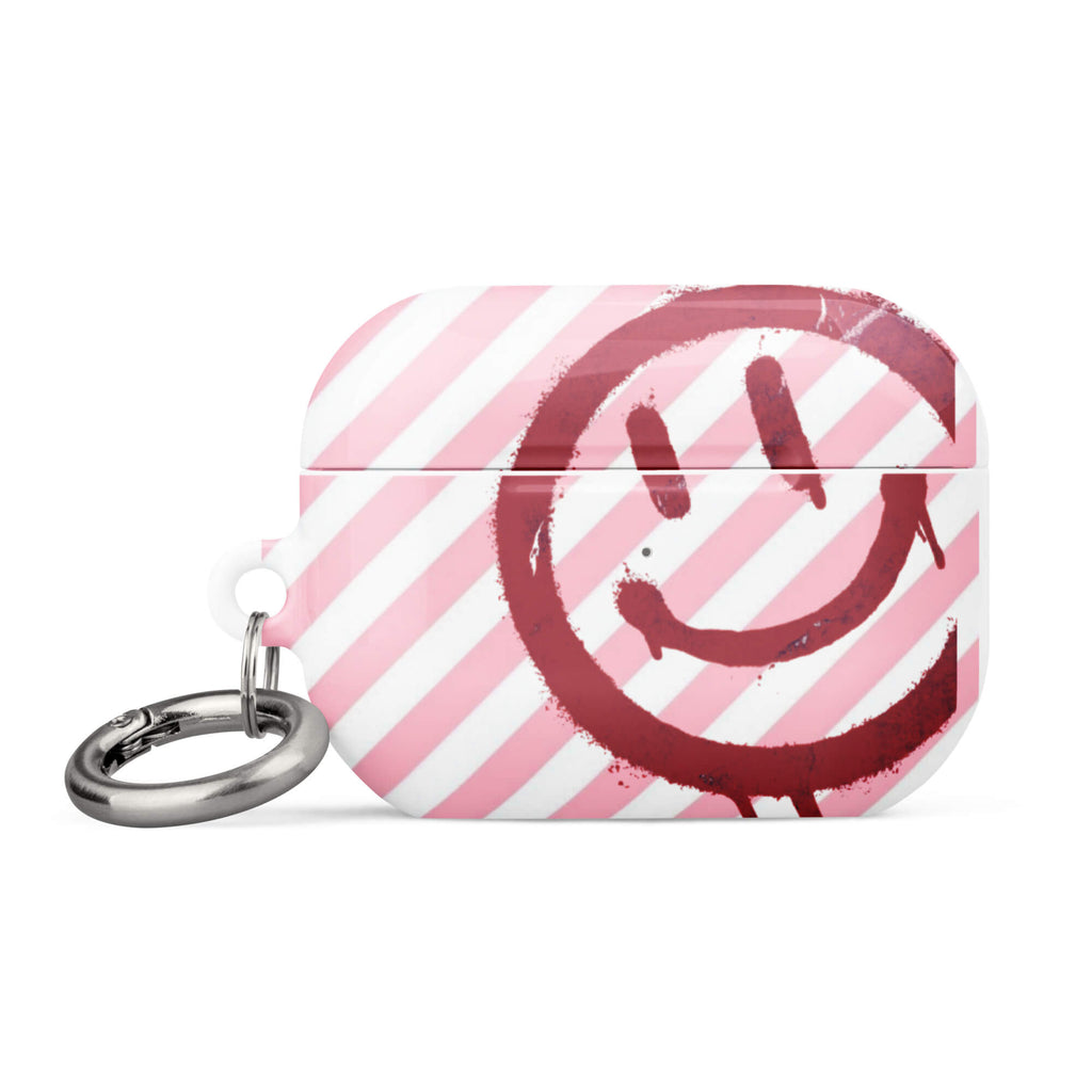 Custom pink smiley face airpods case pro gen2 cute design.