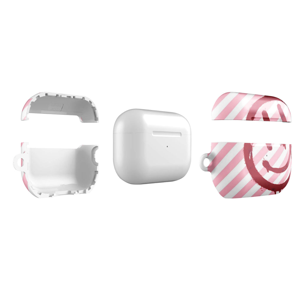 Custom pink smiley face airpods case pro gen2 slim protective.