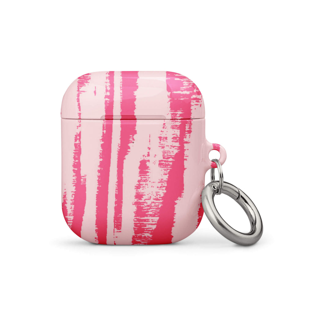 Custom pink zebra pattern airpods case gen1 generattion bold graphic design.