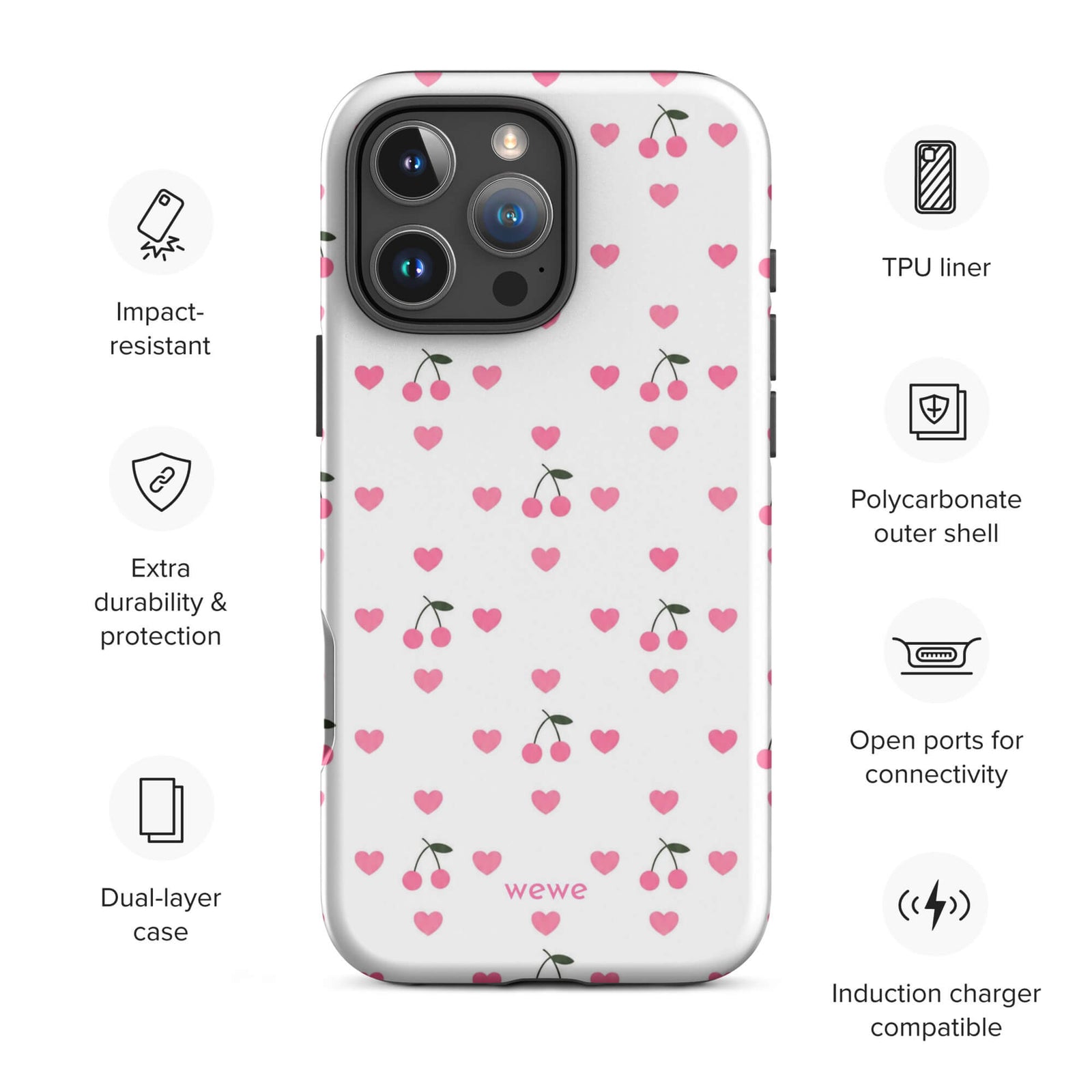 Pink Heart & Cherry iPhone 17 Case