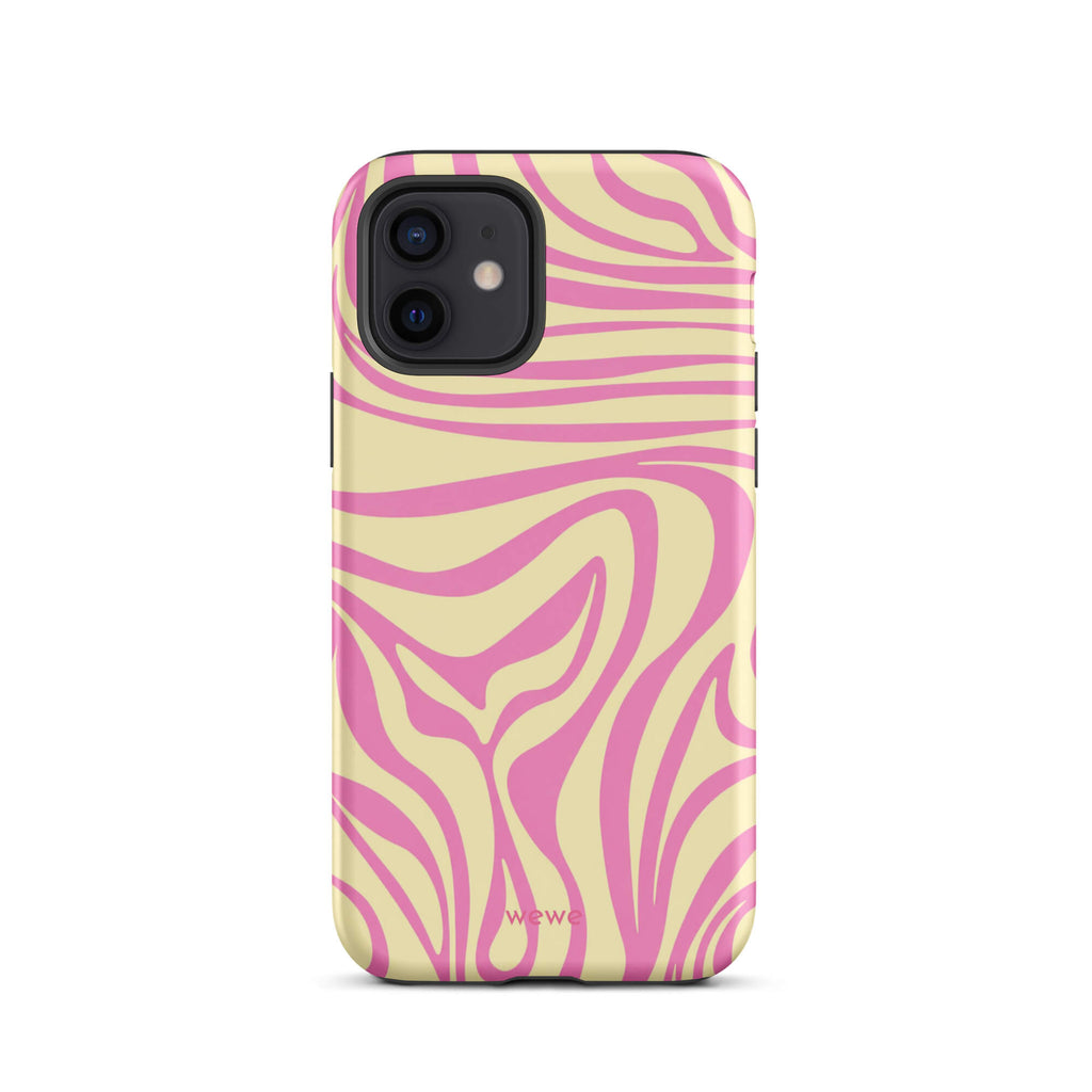 Pink Lemon Zebra Wave iPhone Case