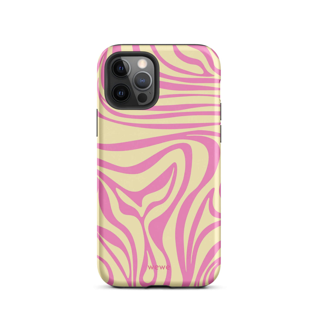 Pink Lemon Zebra Wave iPhone Case