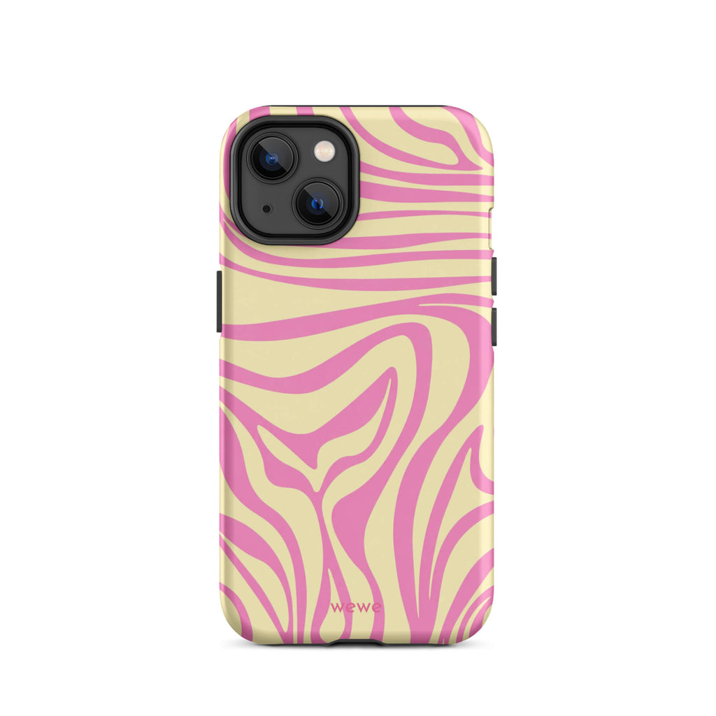 Pink Lemon Zebra Wave iPhone Case