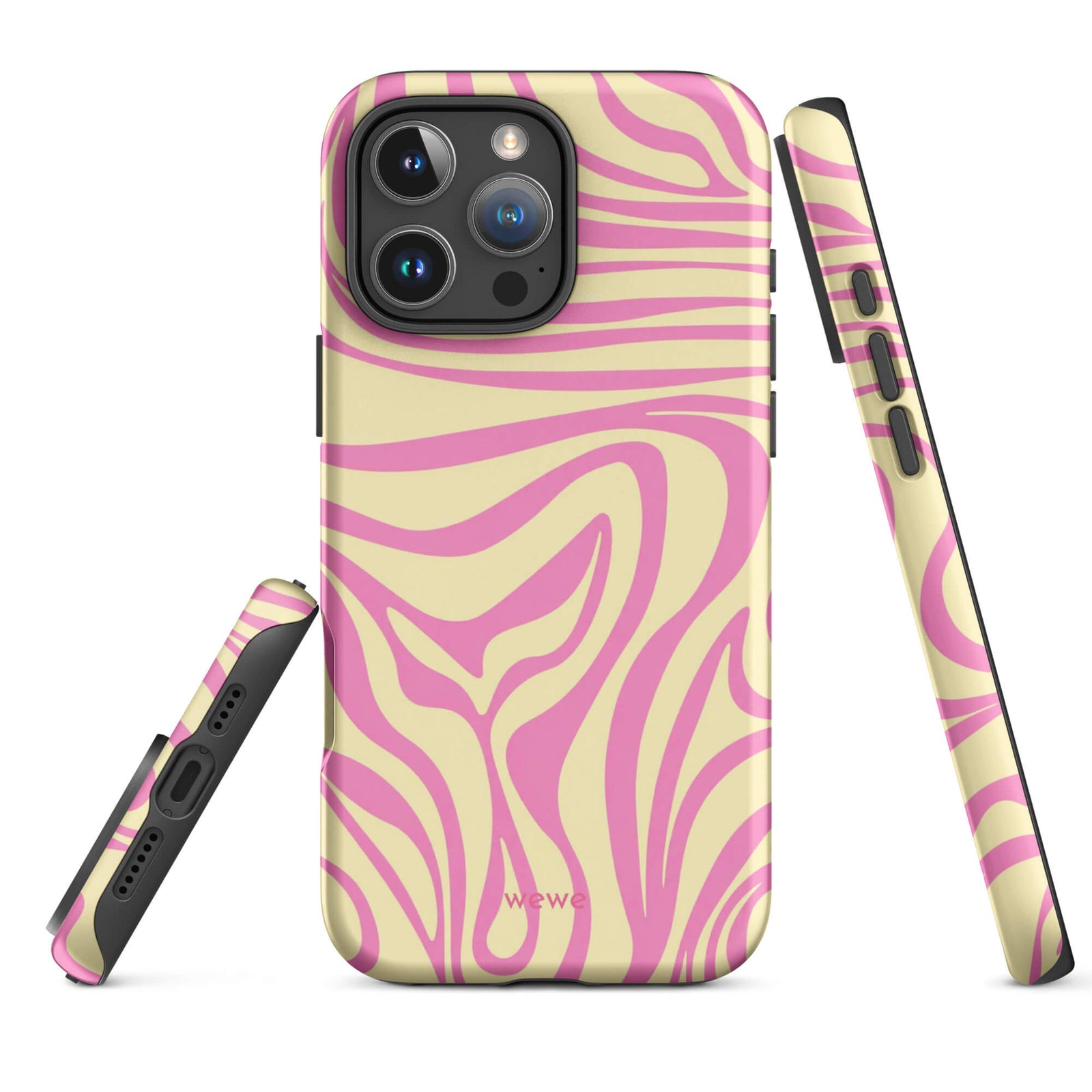 Pink Lemon Zebra Wave iPhone Case
