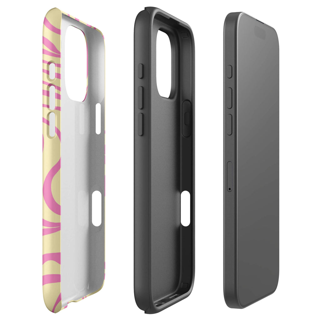 Pink Lemon Zebra Wave iPhone Case