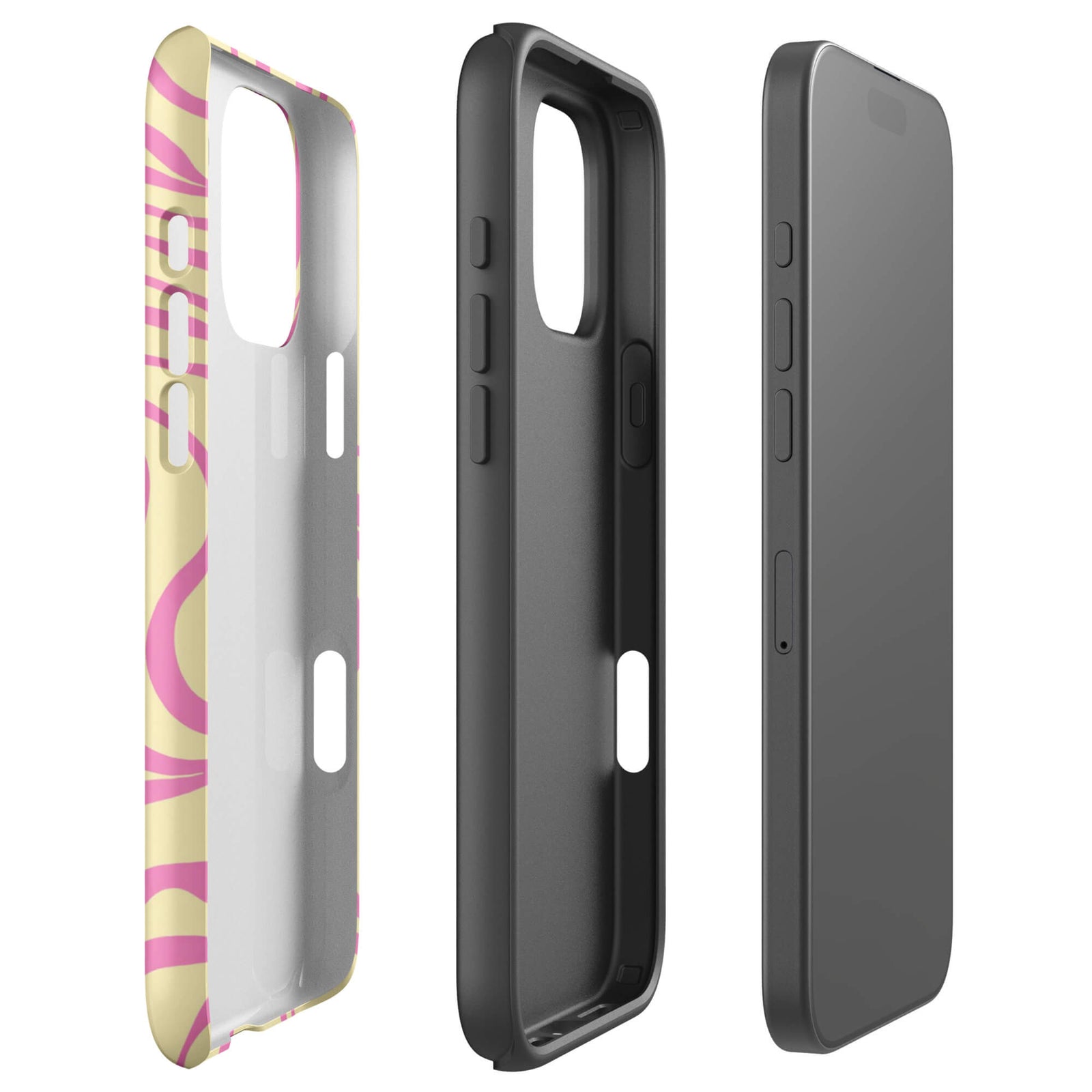 Pink Lemon Zebra Wave iPhone Case