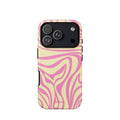 Pink lemon zebra wave iPhone case