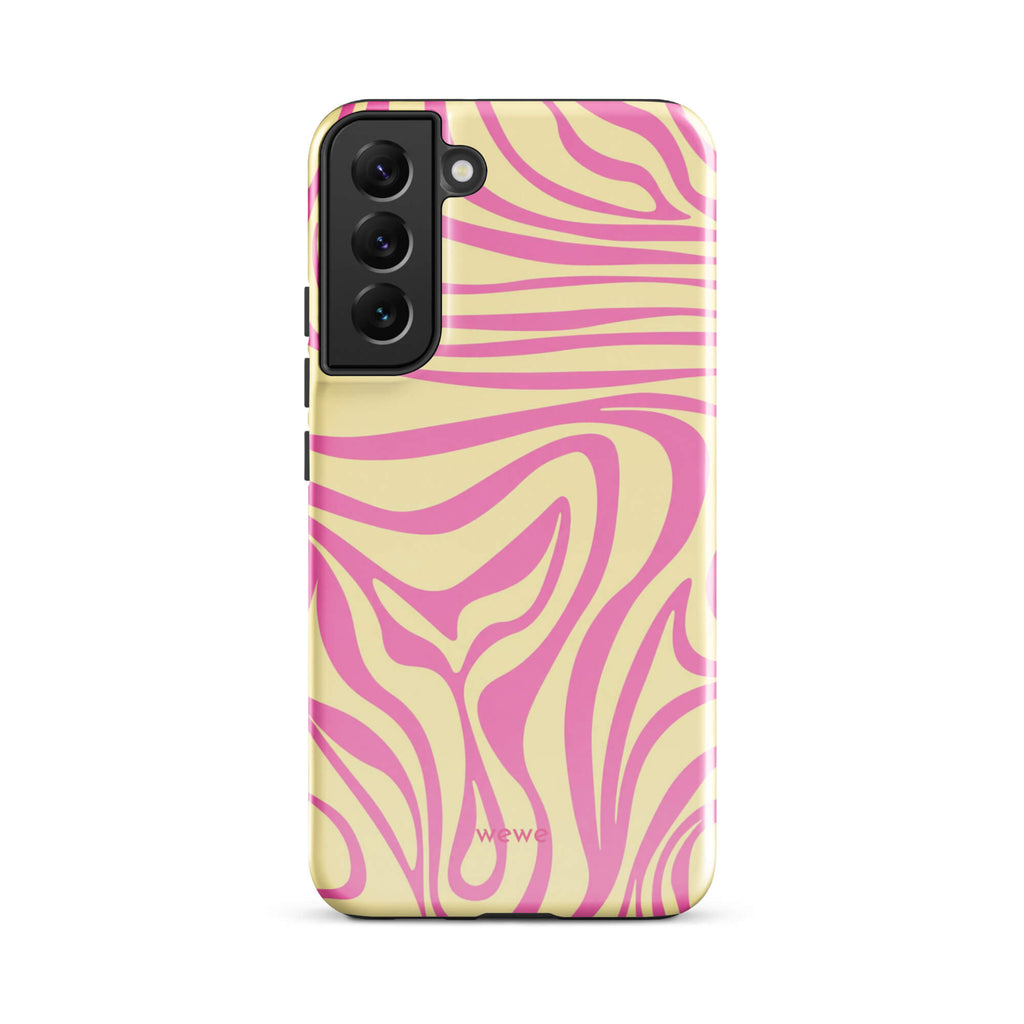 Pink Lemon Zebra Wave iPhone Case