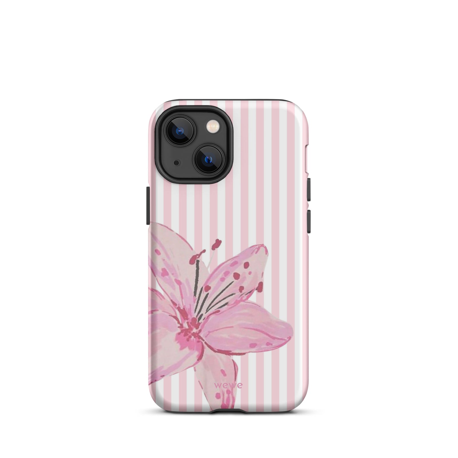 Custom pink lily stripe iPhone case aesthetic design
