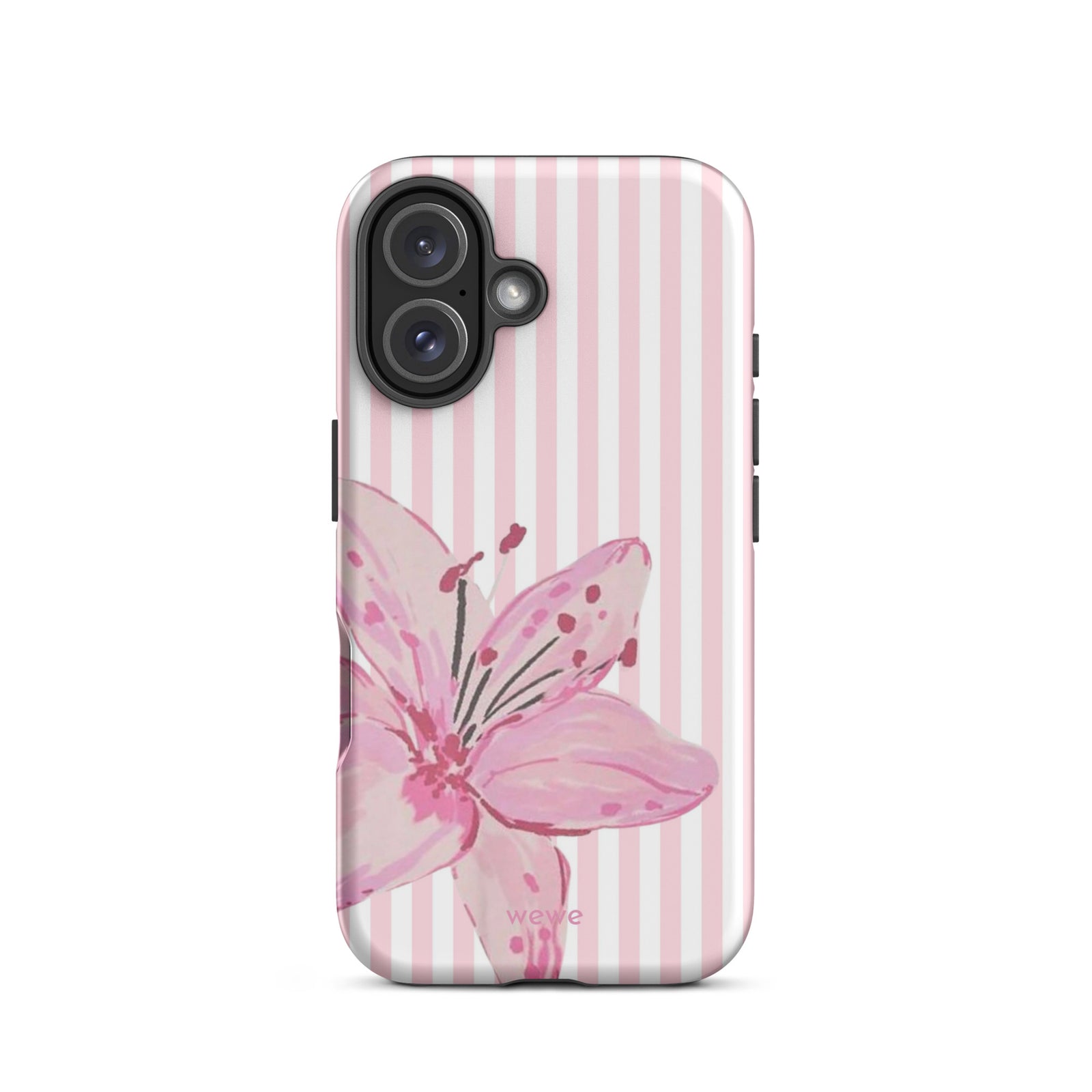 Custom pink lily stripe iPhone case aesthetic design