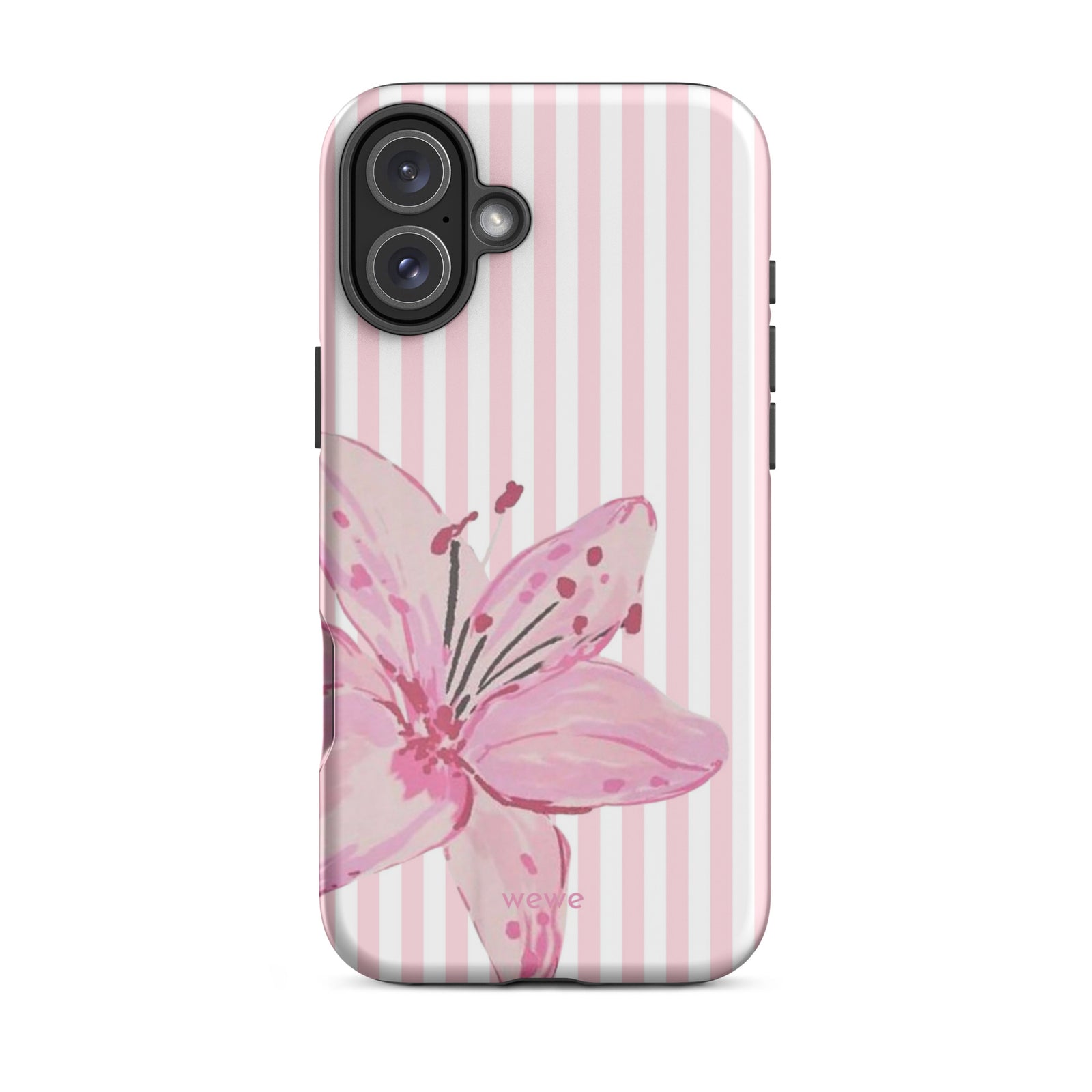 Custom pink lily stripe iPhone case aesthetic design