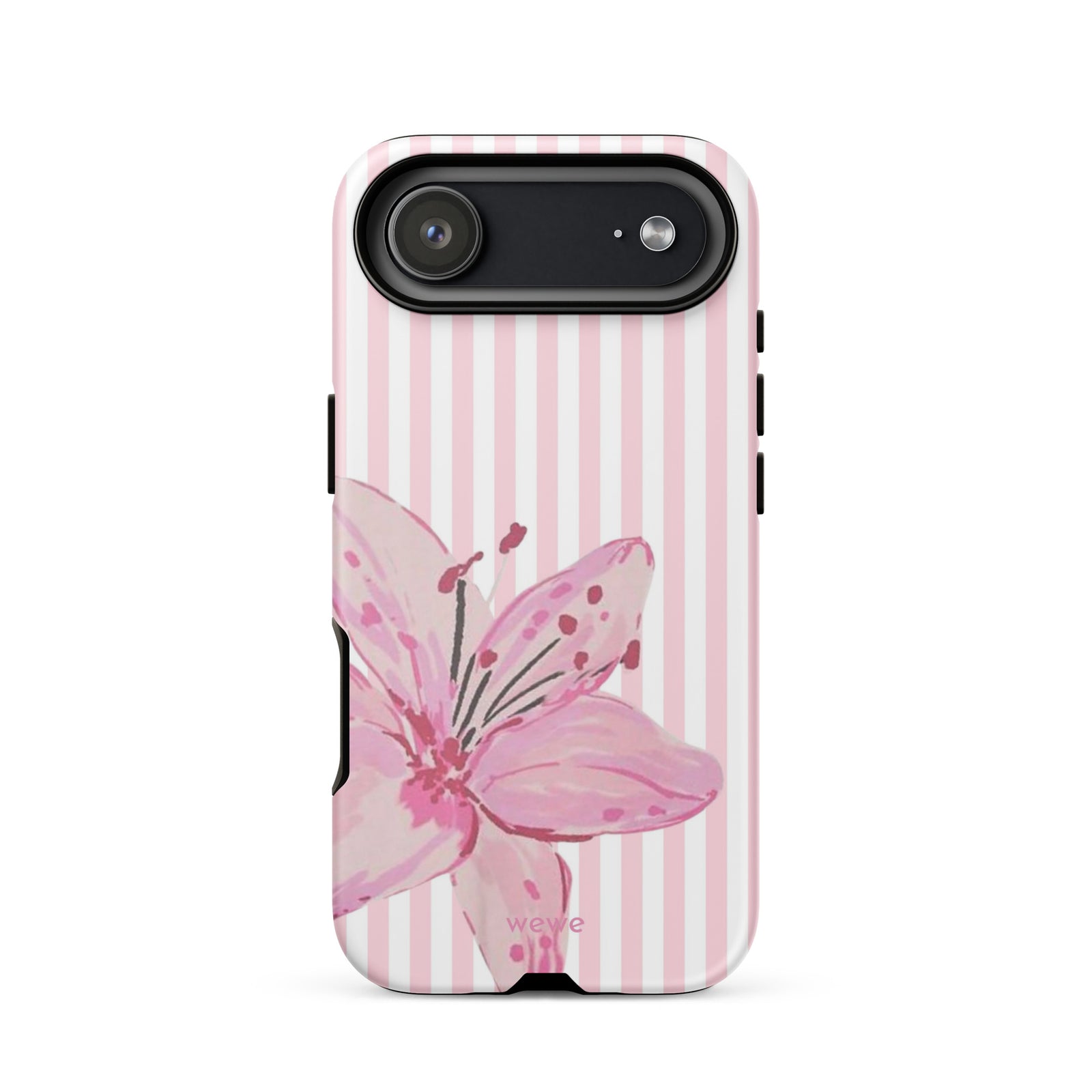 Custom pink lily stripe iPhone case aesthetic design