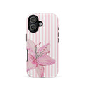 Custom pink lily stripe iPhone case aesthetic design