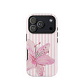 Custom pink lily stripe iPhone case aesthetic design