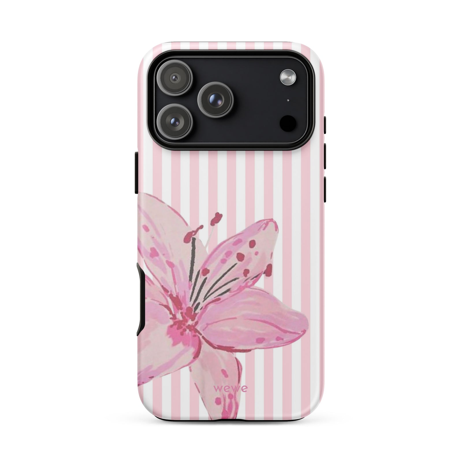 Custom pink lily stripe iPhone case aesthetic design