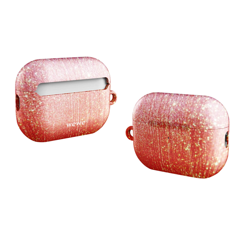 Custom airpods case pro gen2 with a sparkling rose gold glitter ombre design, fading from darker pink to lighter gold.