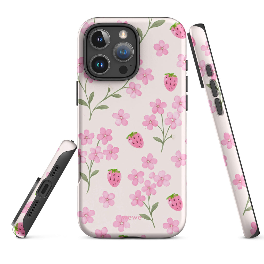 Strawberry Floral iPhone 17 Pro Case