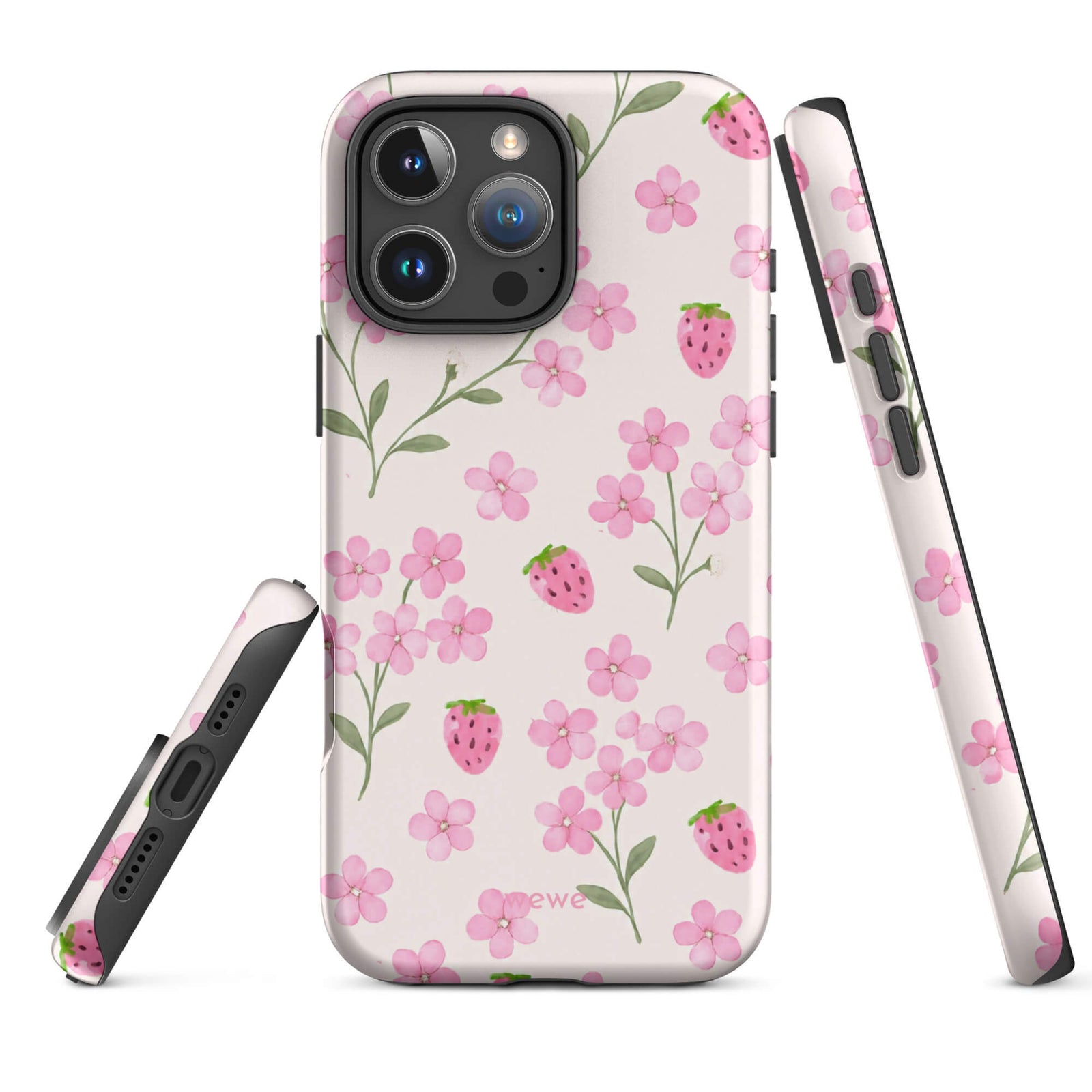 Strawberry Floral iPhone 17 Pro Case