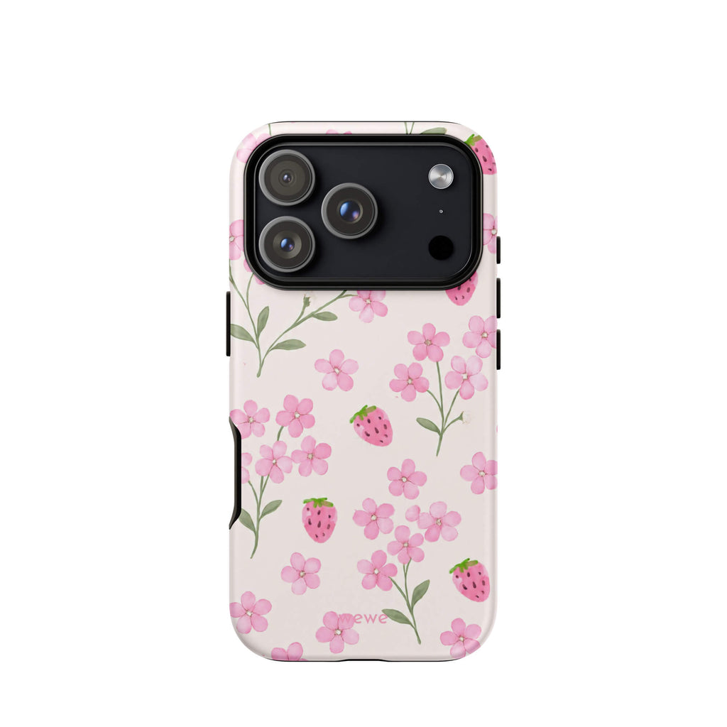 Strawberry Floral iPhone 17 Pro Case