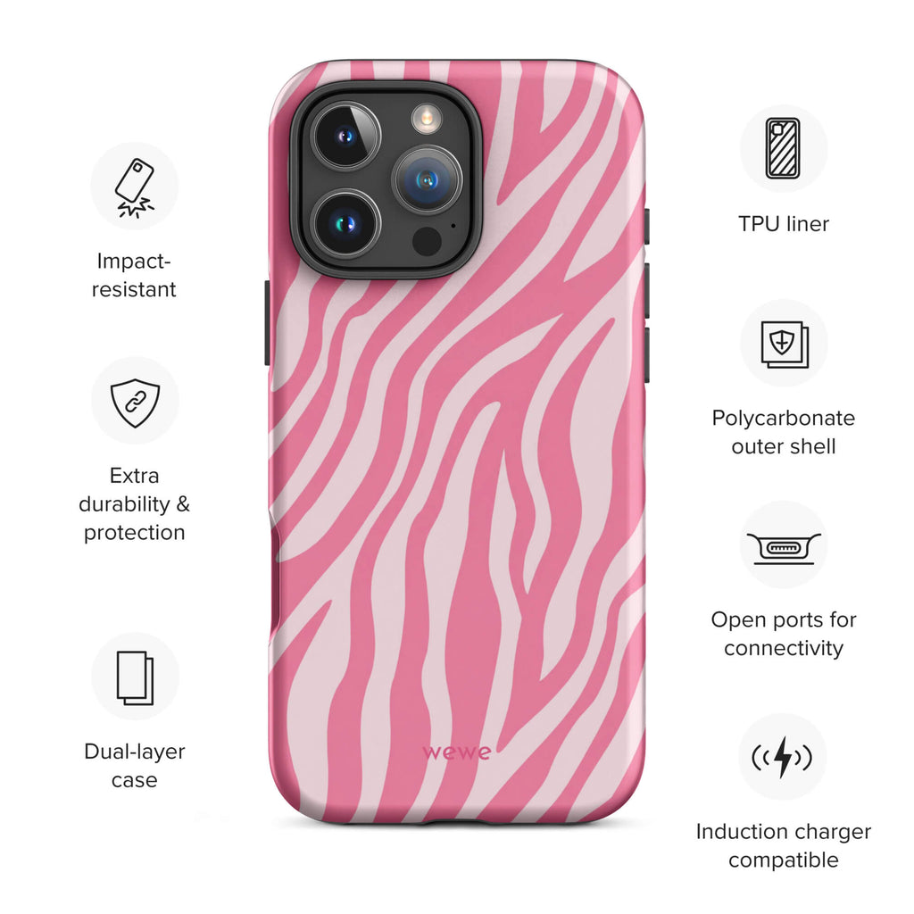 Bubblegum Pink Zebra iPhone 16 Pro Case