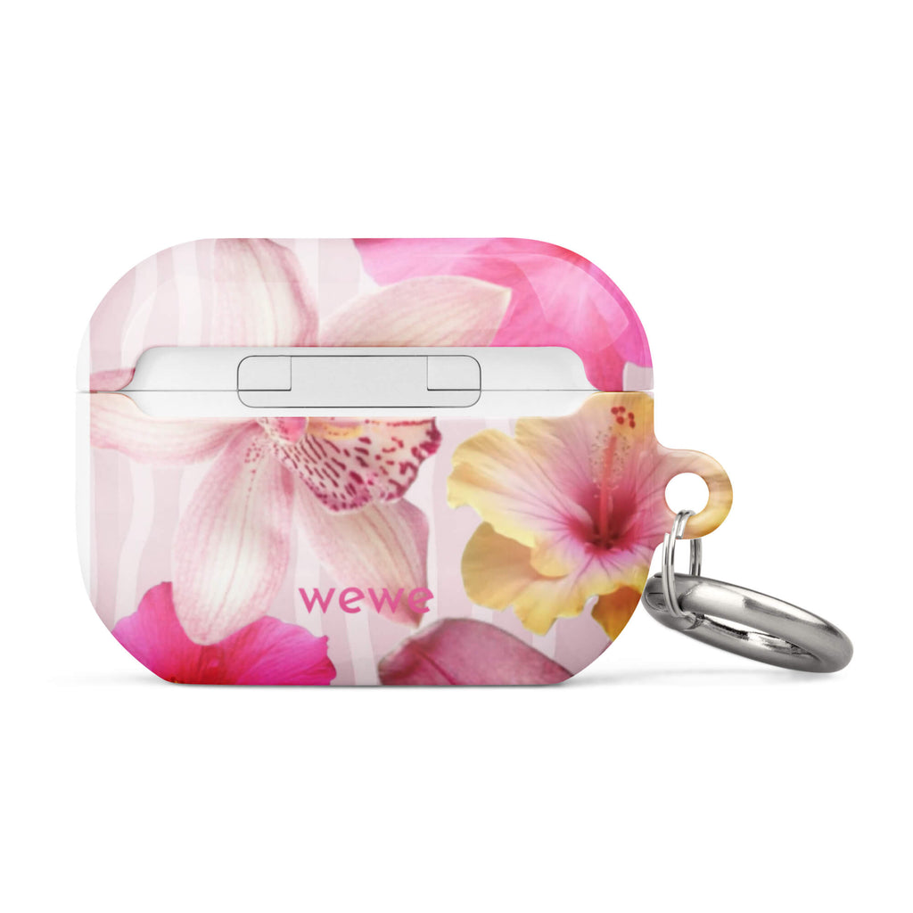 Custom tropical breeze airpods case pro gen2 floral pattern design.