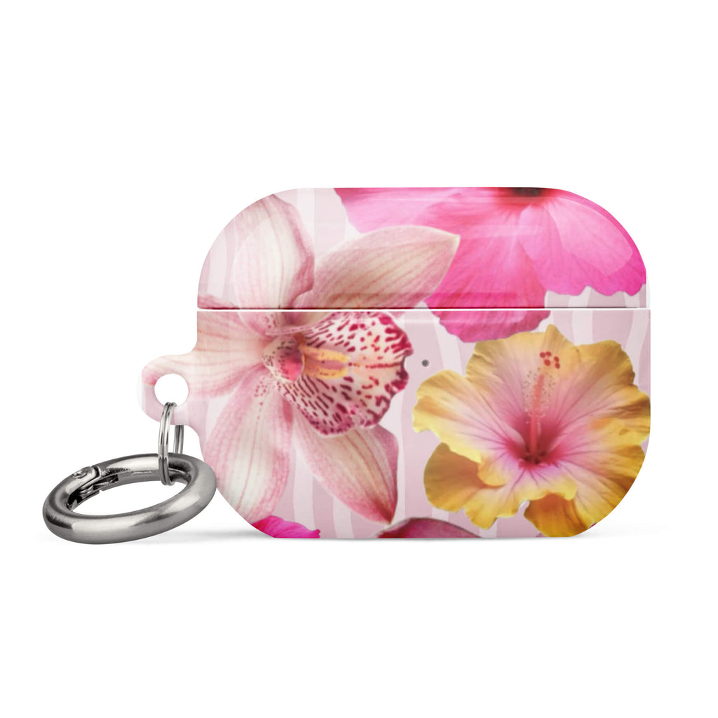 Custom tropical breeze airpods case pro gen2 floral pattern design.
