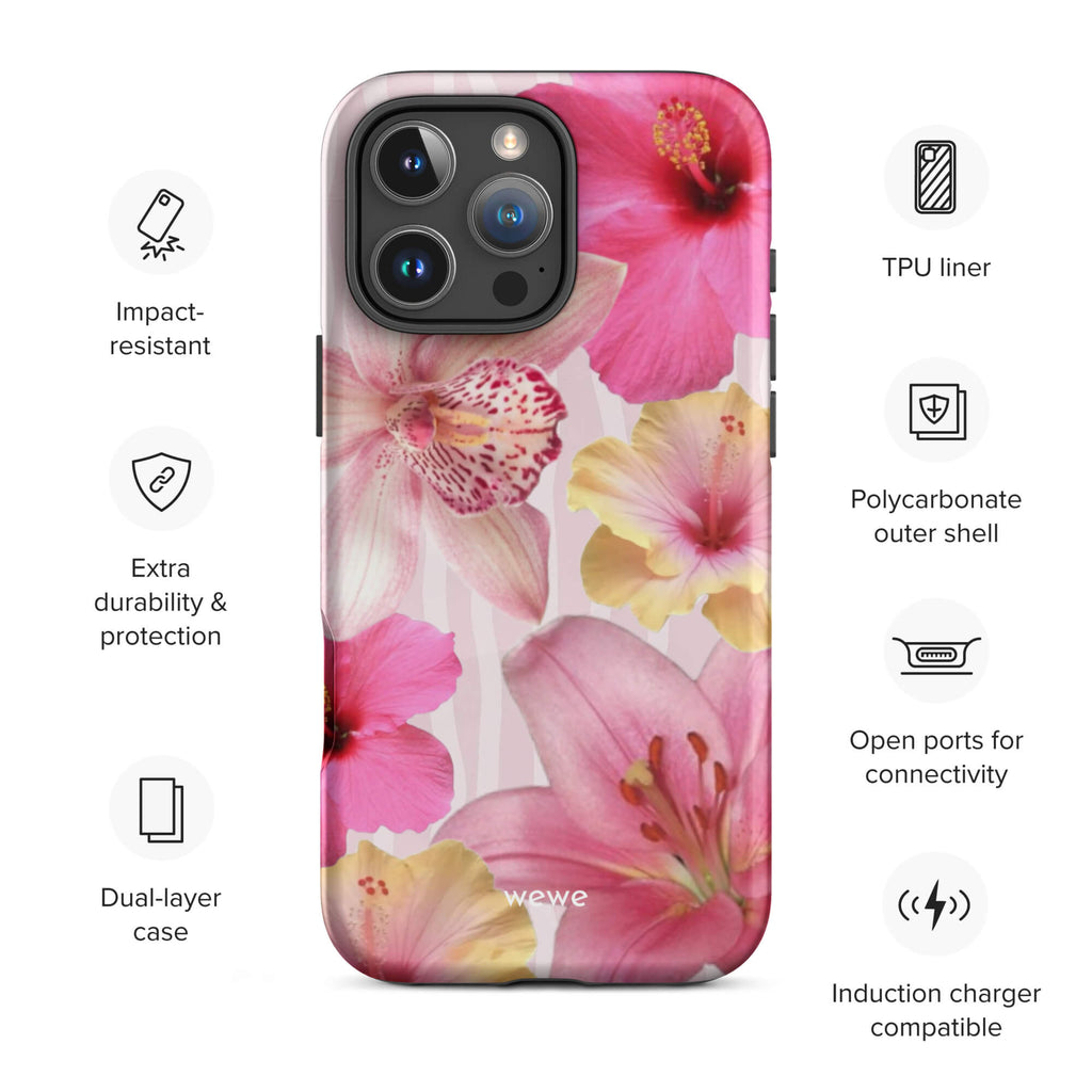 Custom tropical breeze iphone case 16 pro max wireless charging compatible.