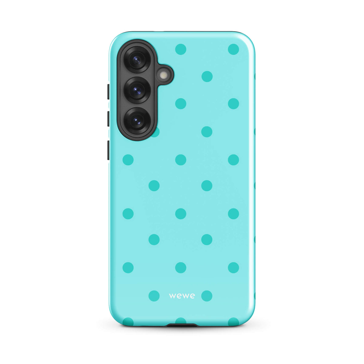 Aqua Polka Dot Phone Case featuring evenly spaced teal dots on a light aqua blue background