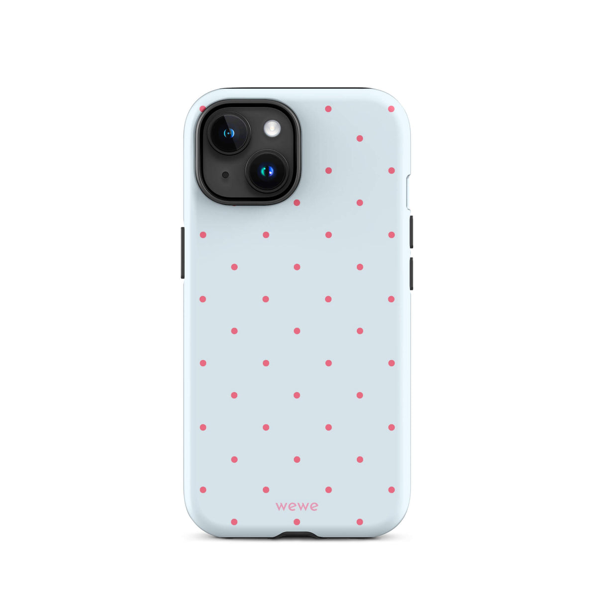 Baby Blue Tiny Pink Dot Phone Case featuring tiny scattered pink dots in ice blue, hot pink