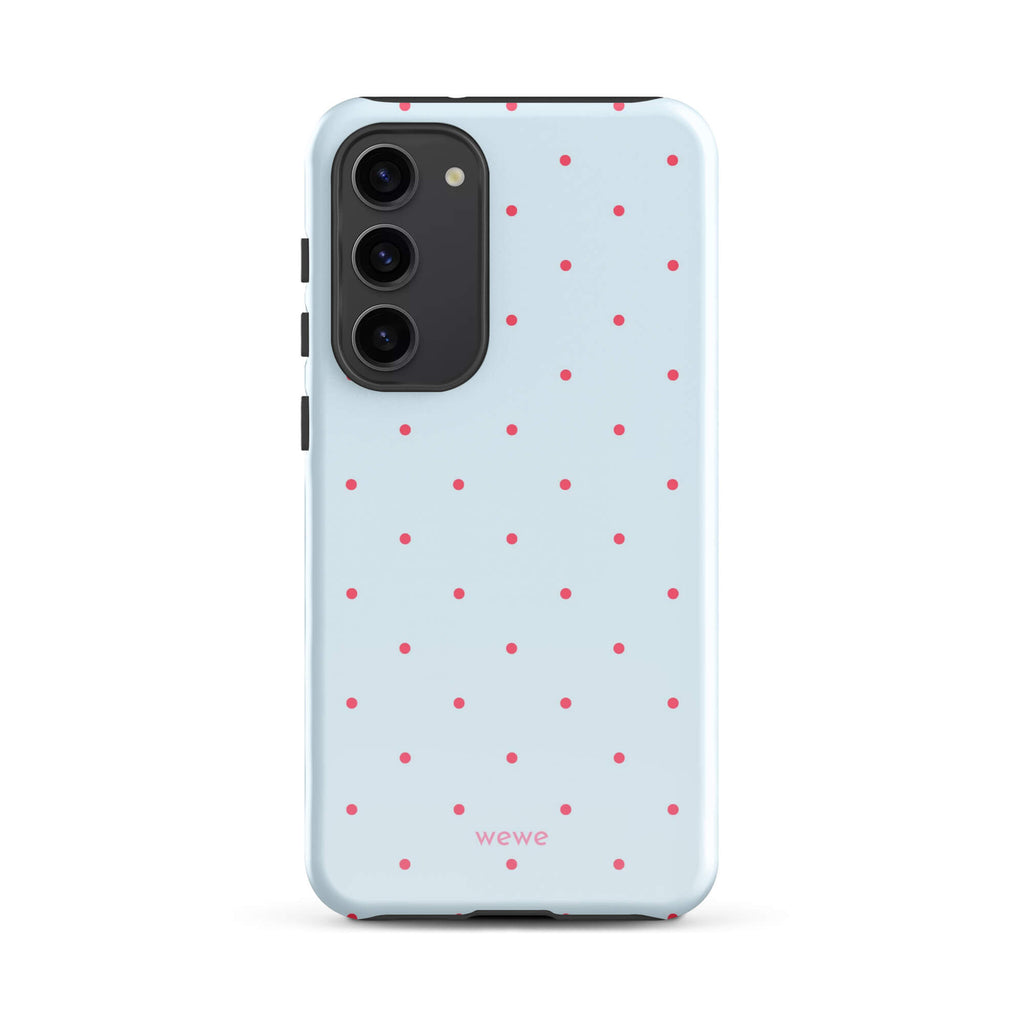 Baby Blue Tiny Pink Dot Phone Case featuring tiny scattered pink dots in ice blue, hot pink