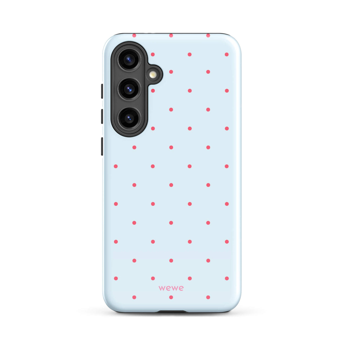 Baby Blue Tiny Pink Dot Phone Case featuring tiny scattered pink dots in ice blue, hot pink