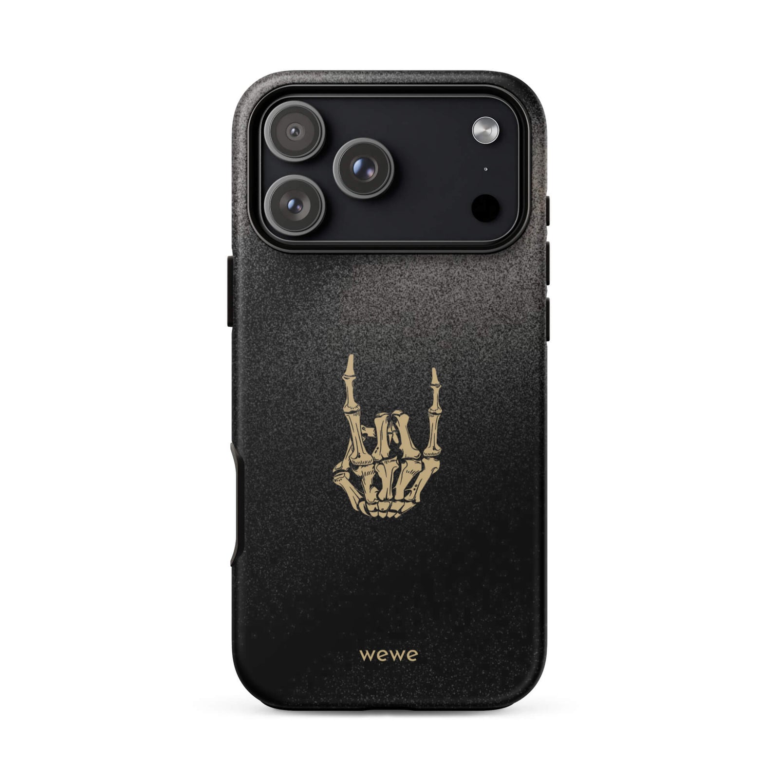 Custom dark harmony iPhone case 17 pro max skeleton graphic design.