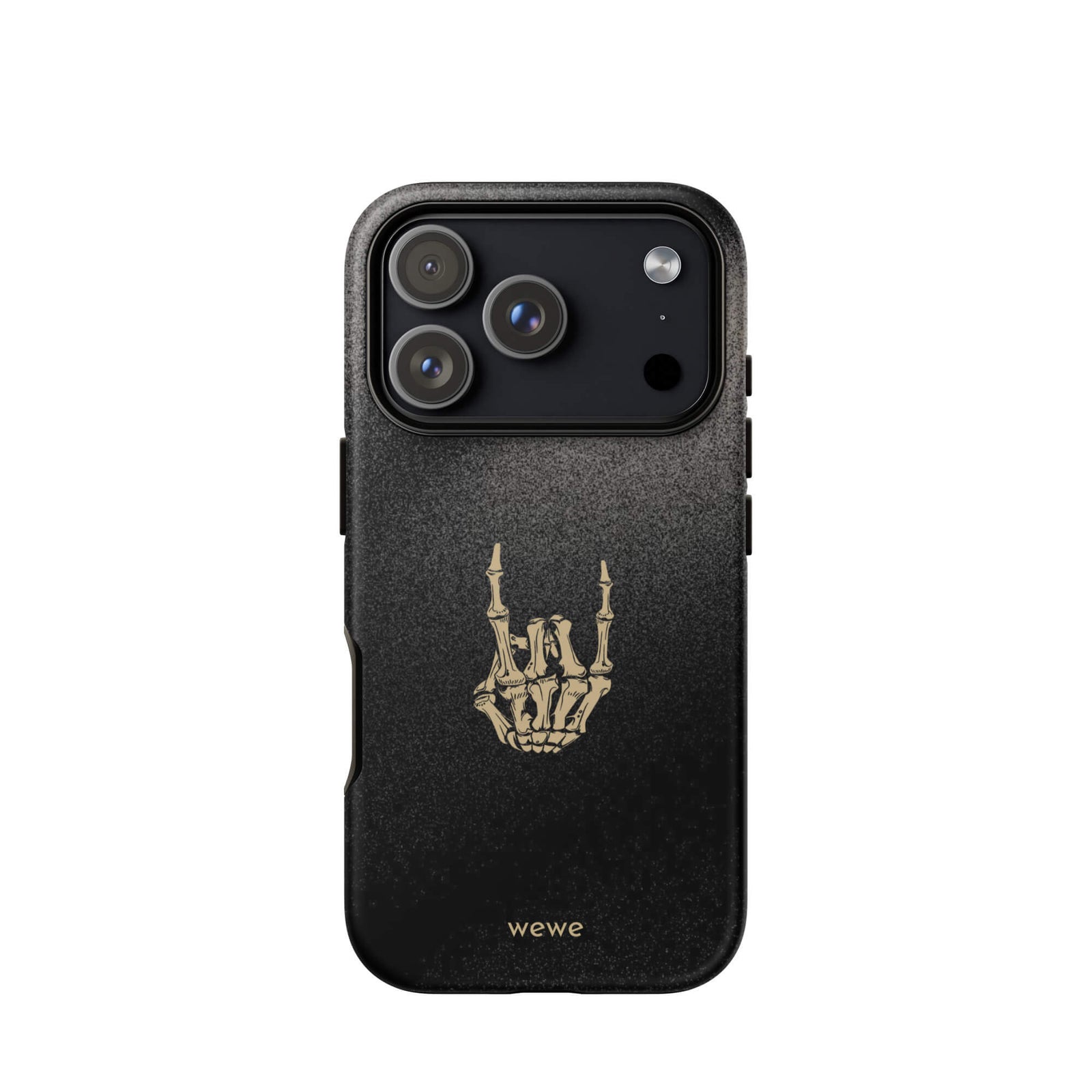 Custom dark harmony iPhone case 17 pro skeleton graphic design.