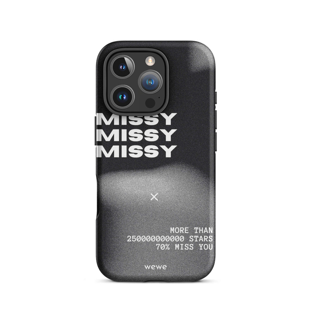 Custom miss you iPhone case 16 pro white bold texture design.