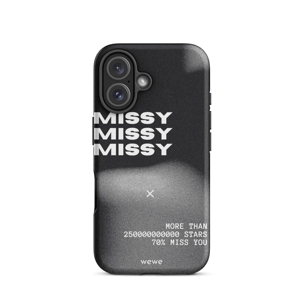 Custom miss you iPhone case 16 white bold texture design.