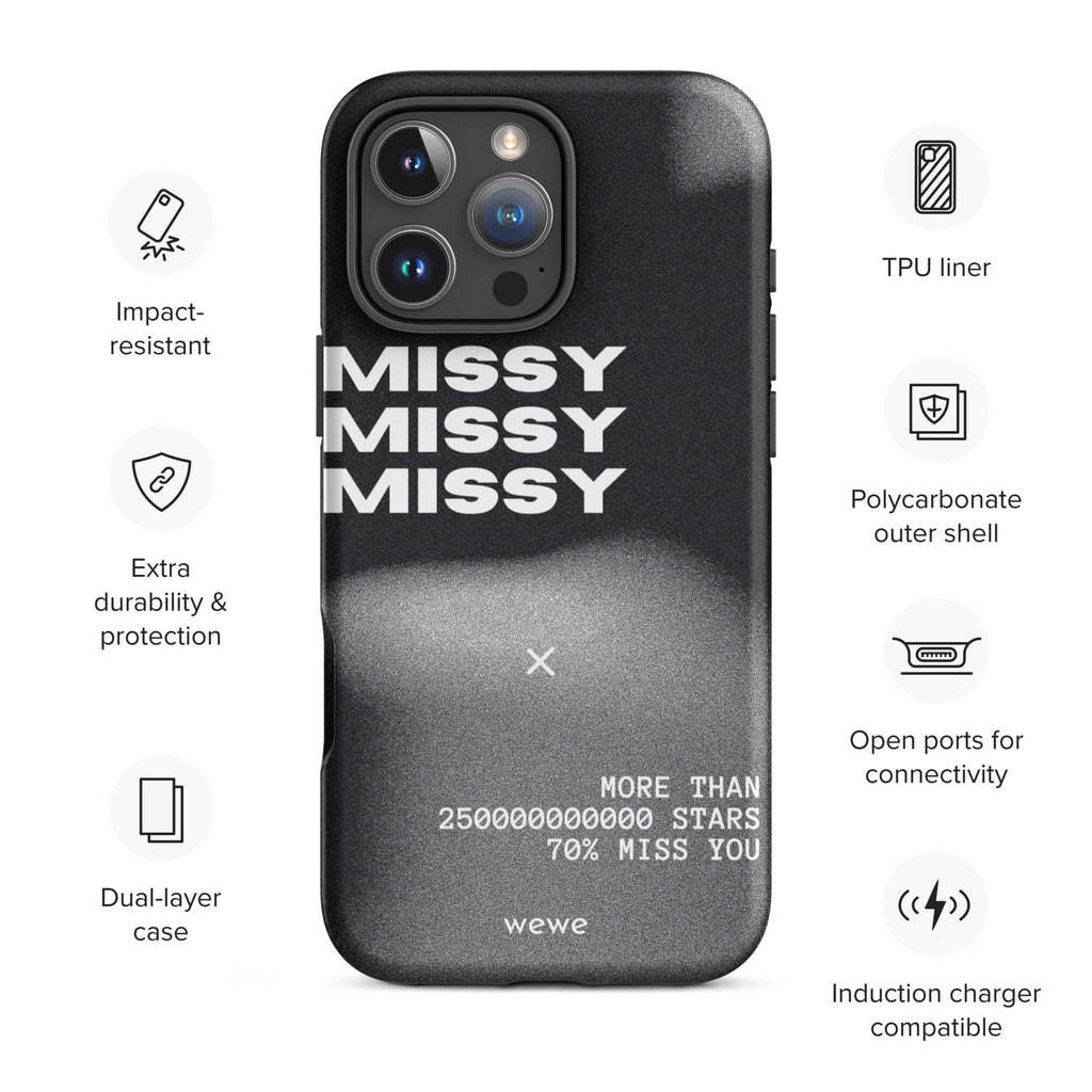 Custom miss you iPhone case 16 pro max wireless charging compatible.
