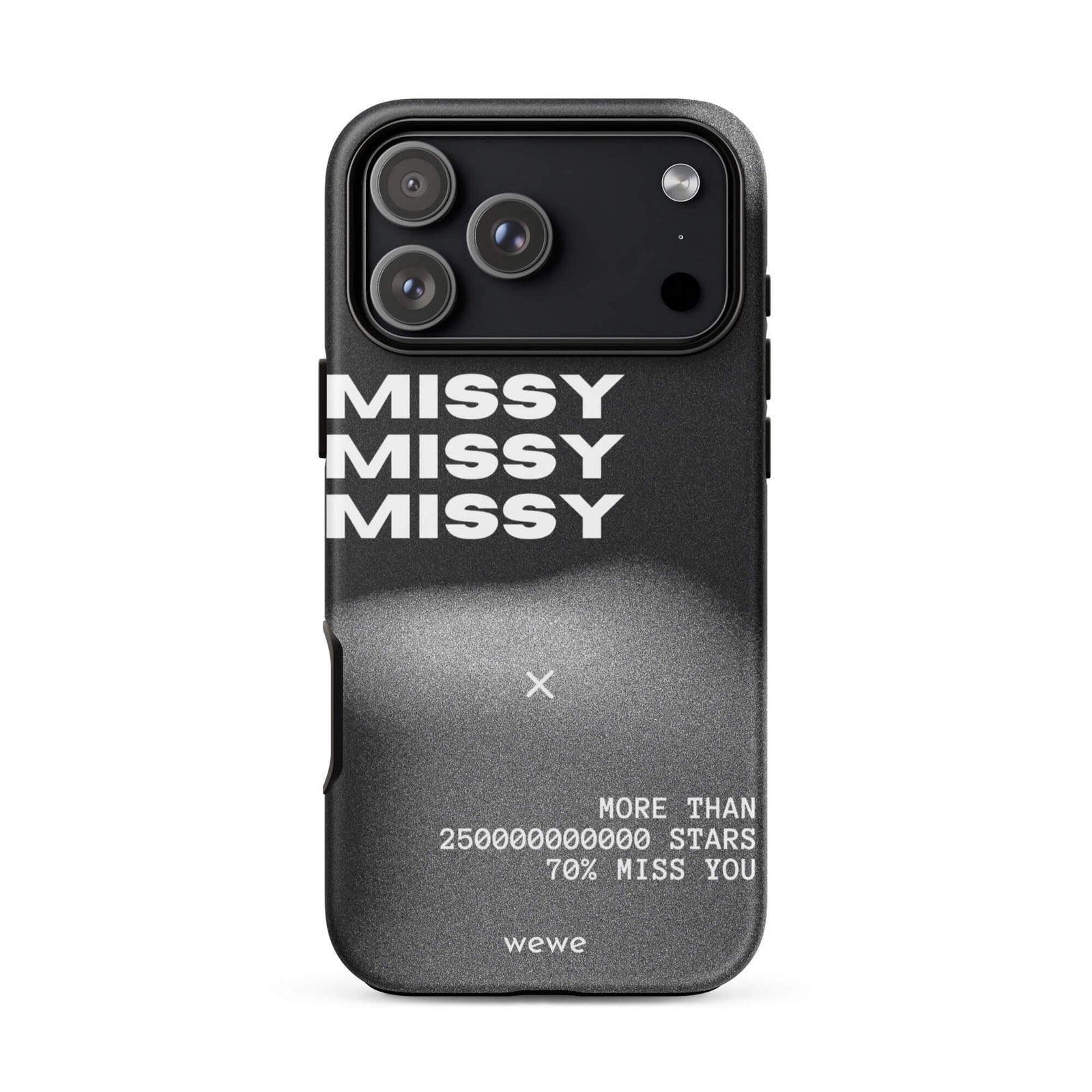 Custom miss you iPhone case 17 pro max white bold texture design.