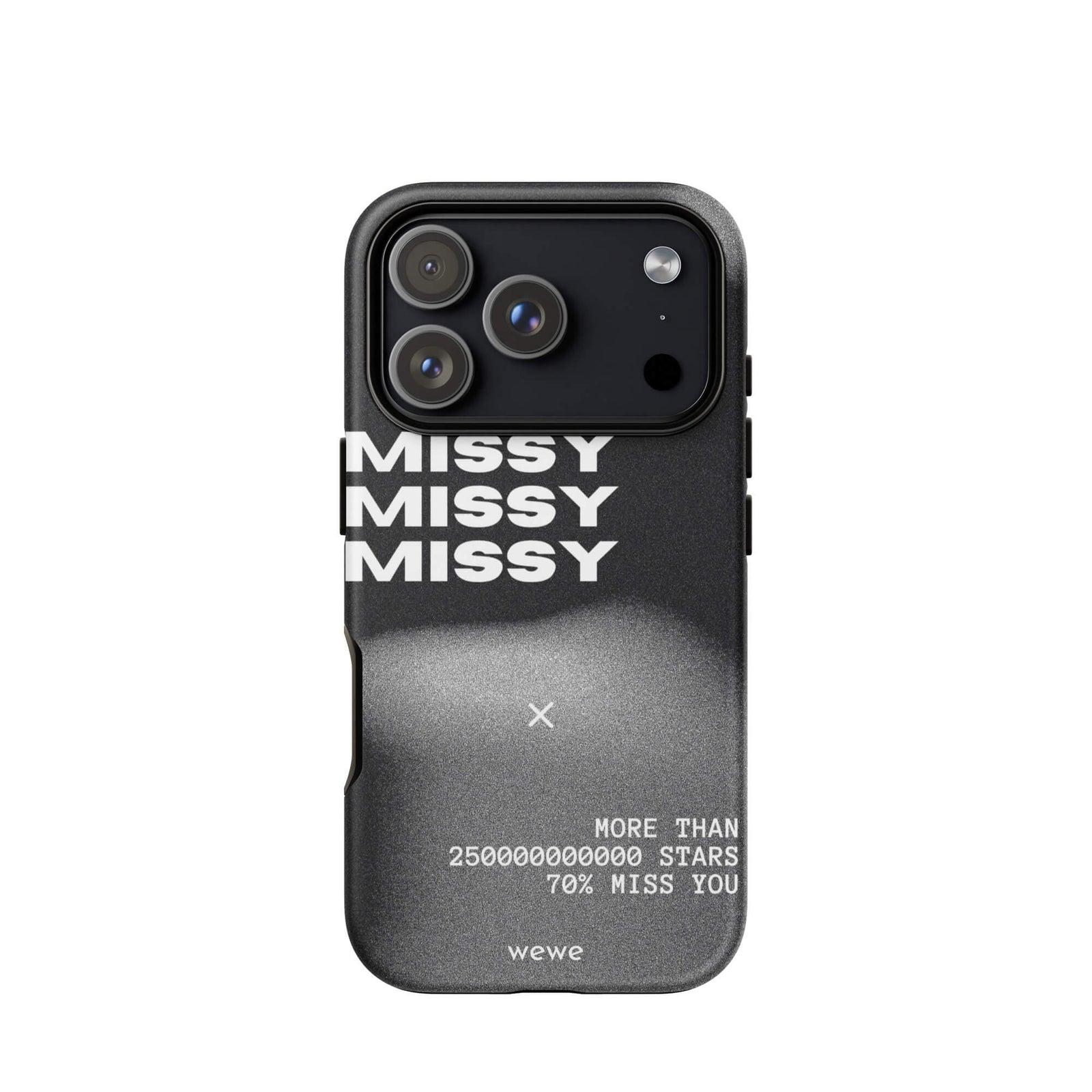 Custom miss you iPhone case 17 pro white bold texture design.