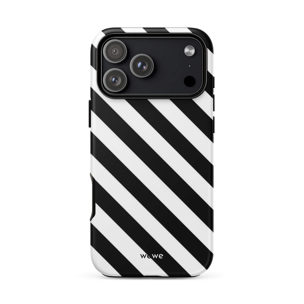 Custom street way iPhone case 17 pro  max black and white stripe.