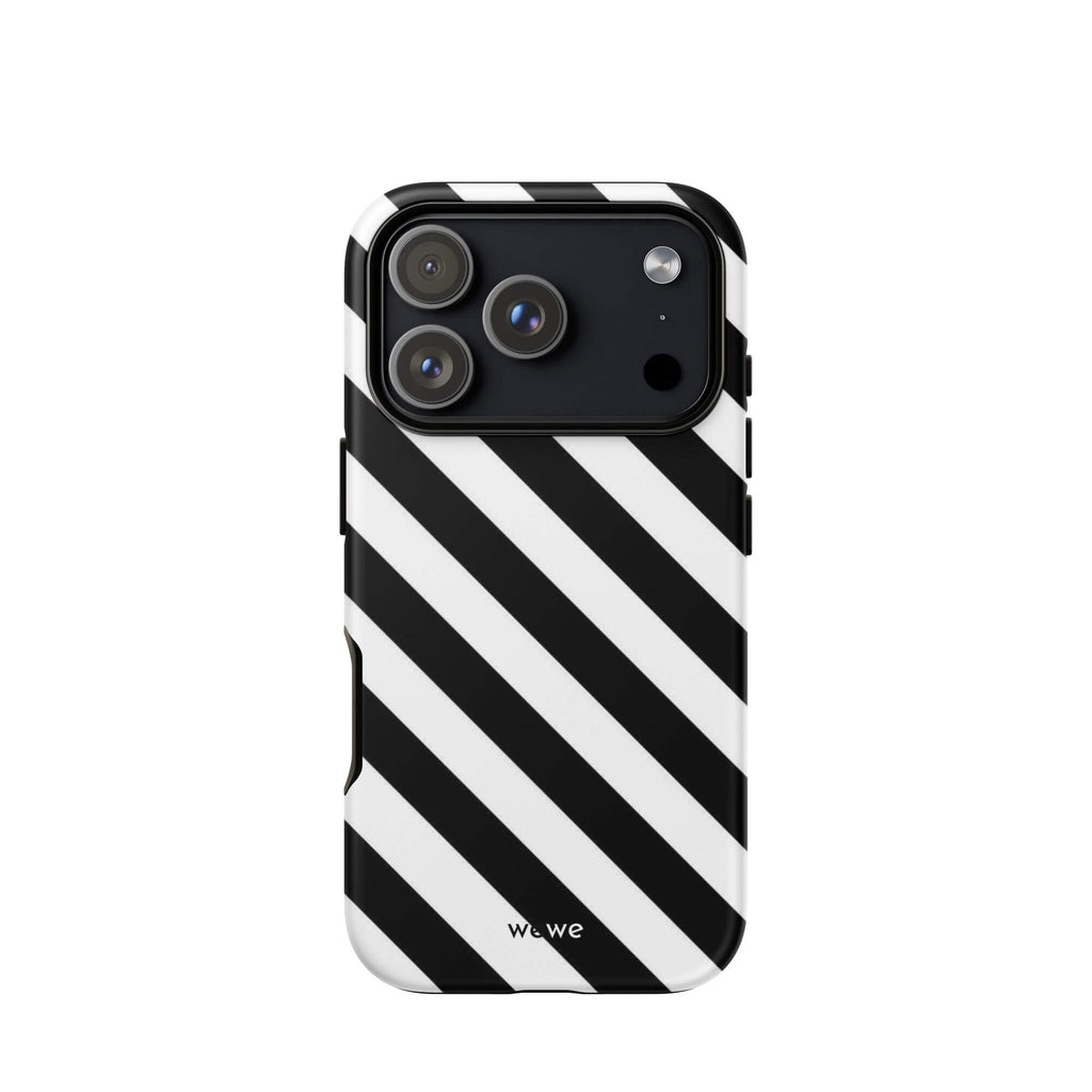 Custom street way iPhone case 17 pro black and white stripe.