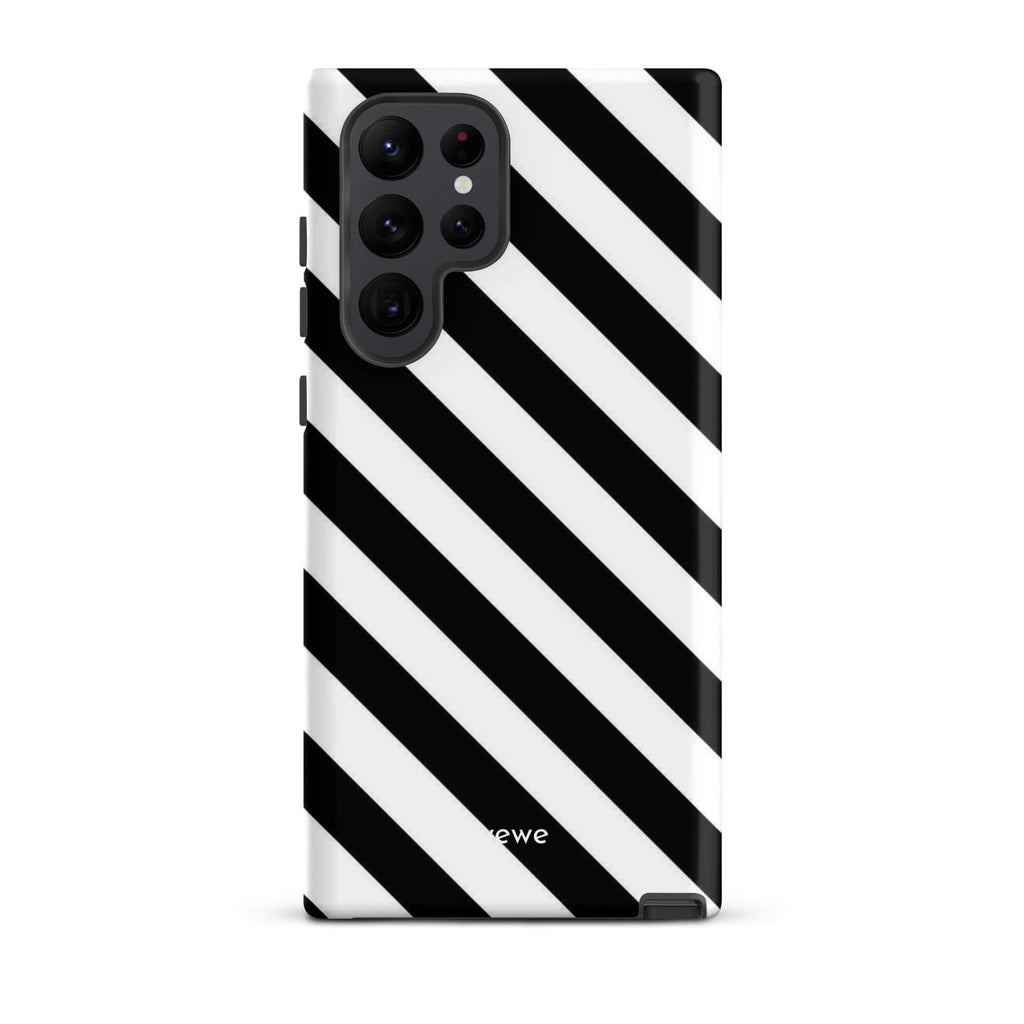 Custom samsunng galaxy s22 ultra  Phone case with a bold black and white diagonal striped pattern design.