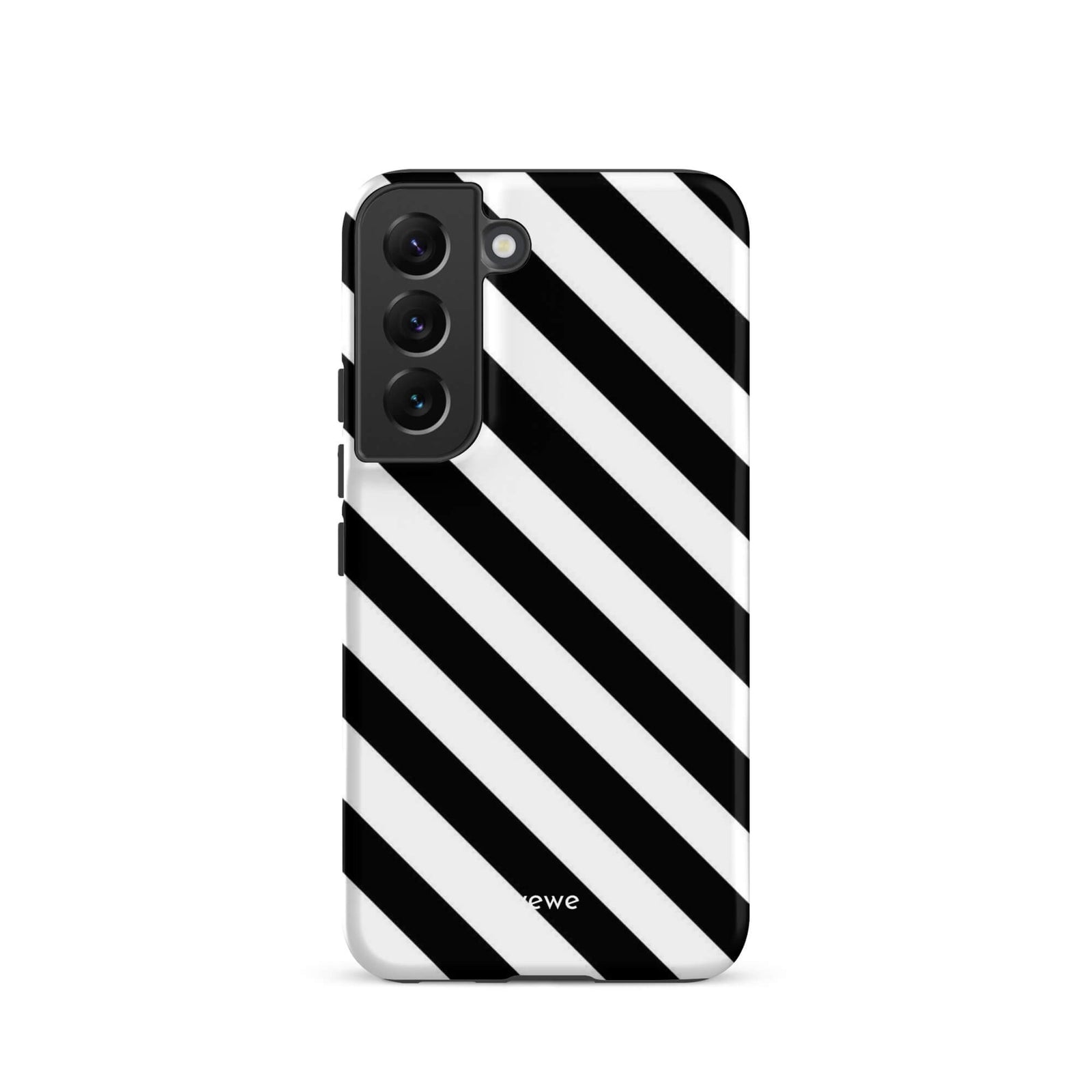 Custom samsunng galaxy s22  Phone case with a bold black and white diagonal striped pattern design.