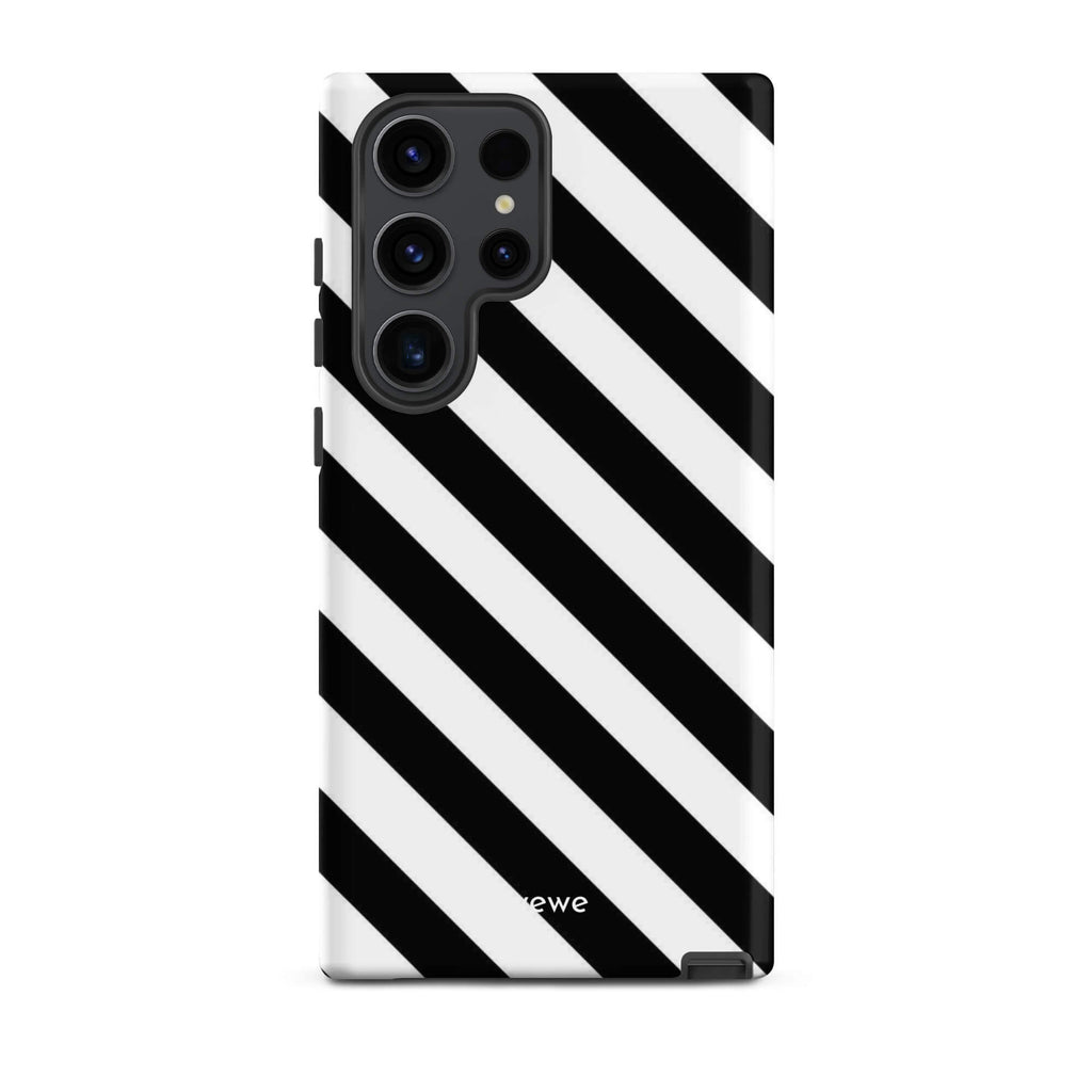 Custom samsunng galaxy s23 ultra  Phone case with a bold black and white diagonal striped pattern design.