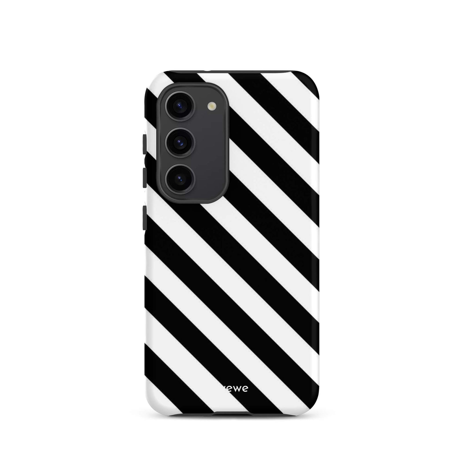 Custom samsunng galaxy s23  Phone case with a bold black and white diagonal striped pattern design.