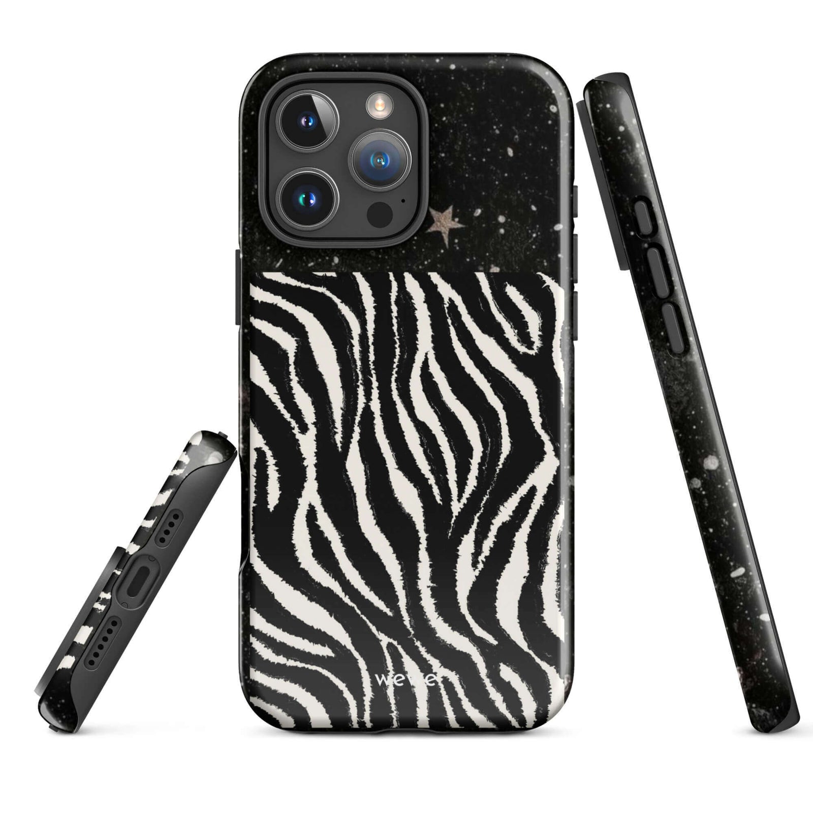 Custom zebra star iphone case 16 pro max playful fashion look.
