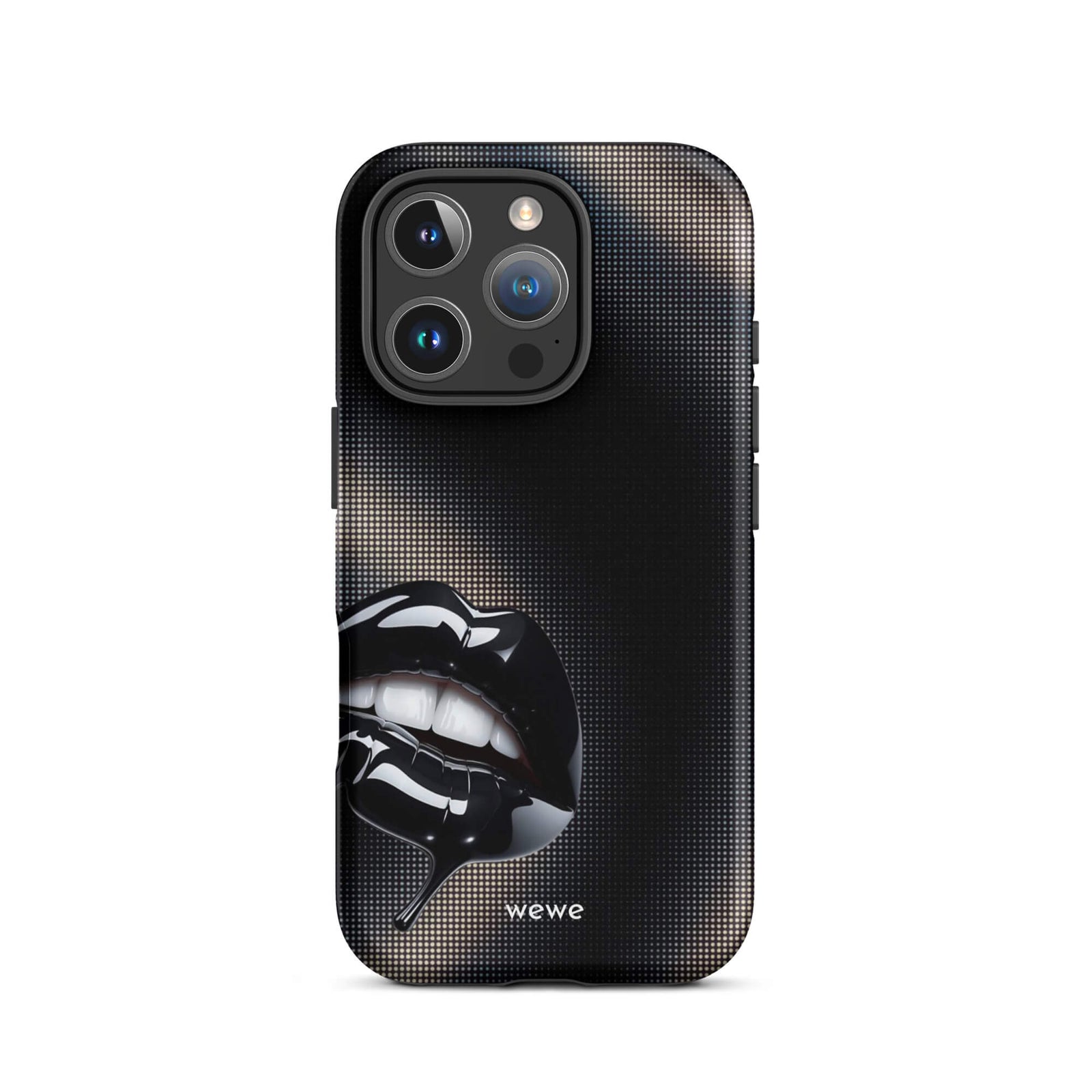 Custom silent statement iPhone case 16 pro unique black lip.