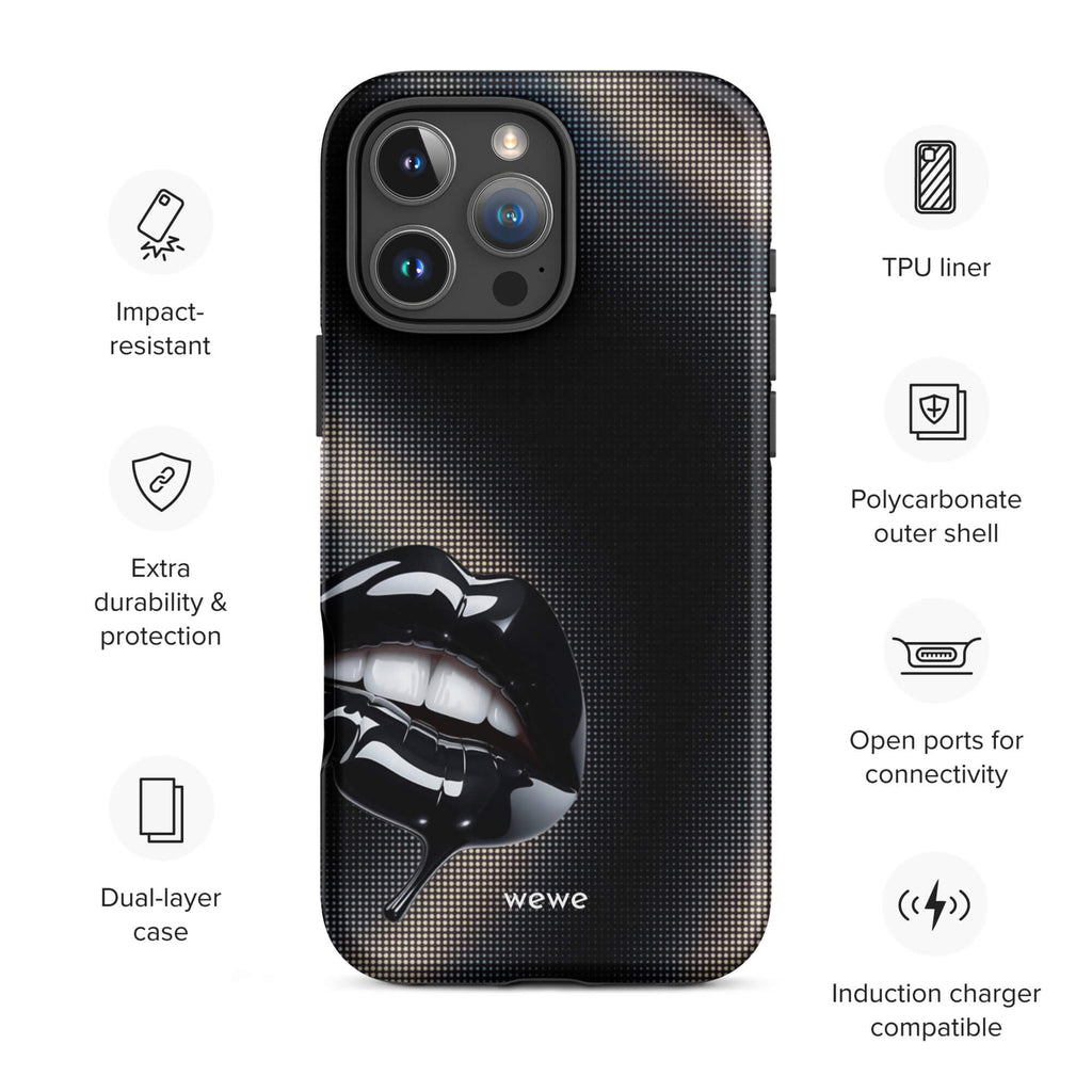 Custom silent statement iPhone case 16 pro max wireless charging compatible.
