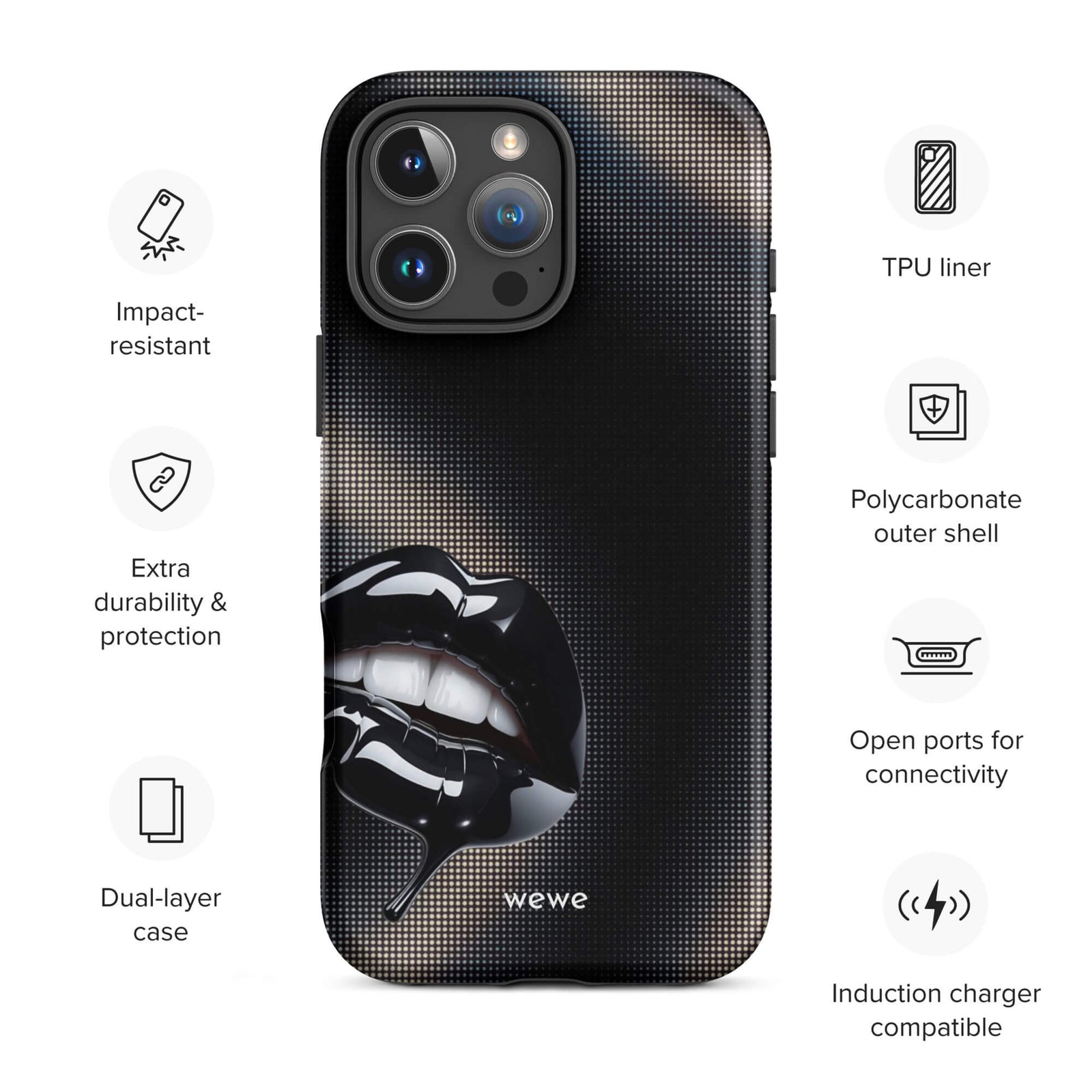 Custom silent statement iPhone case 16 pro max wireless charging compatible.