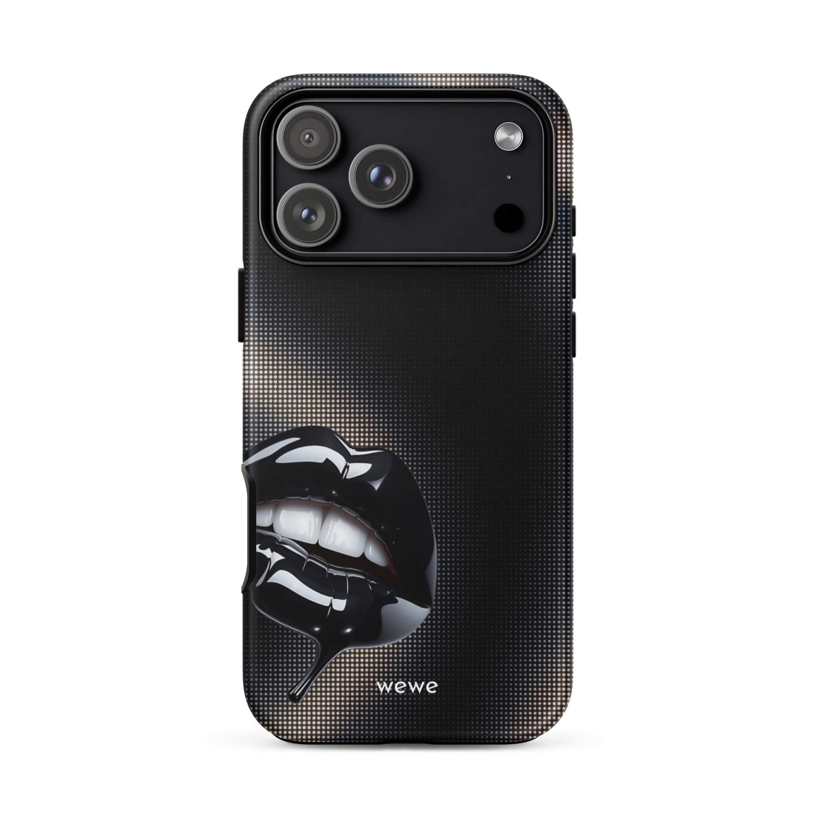 Custom silent statement iPhone case 17 pro max unique black lip.