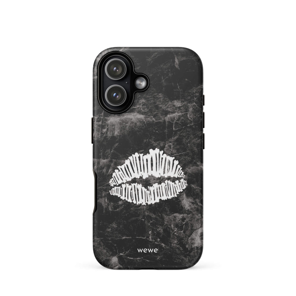 Custom white lips iPhone case 17 iconic fashion style.